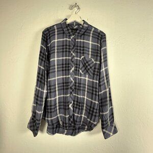 Rails Hunter Womens Plaid Long Sleeve Shirt Hunter Twilight Ebony White Medium